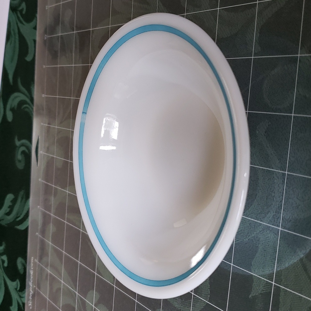 Pyrex Tableware By Corning Vtg 5 1/2in Teal Blue Stripe